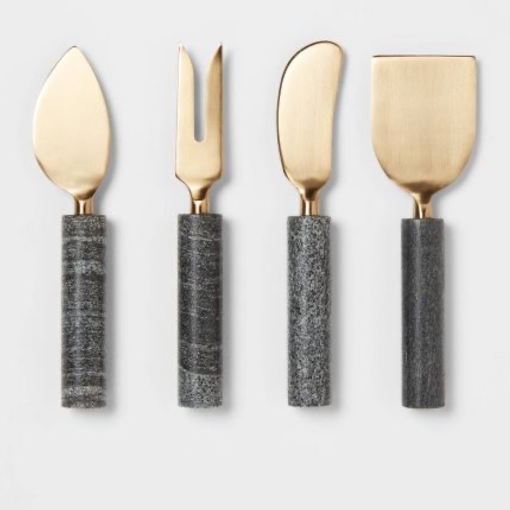 THRESHOLD NEW 4pc Putney marble cheese knives -stainless steel